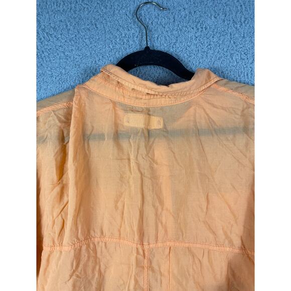 Chambrai Women's Orange Flowy Button Up Top Size M - Picture 4 of 11